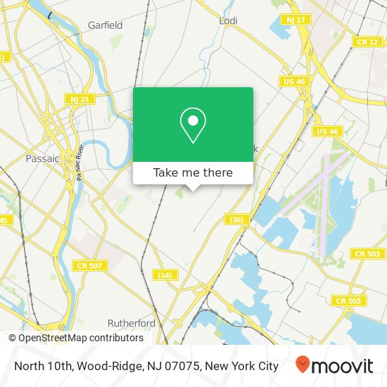 North 10th, Wood-Ridge, NJ 07075 map