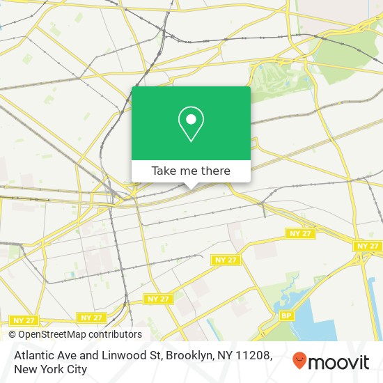 Mapa de Atlantic Ave and Linwood St, Brooklyn, NY 11208