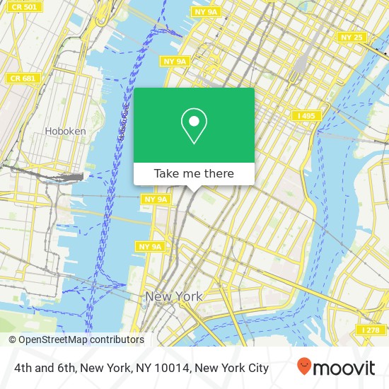 4th and 6th, New York, NY 10014 map