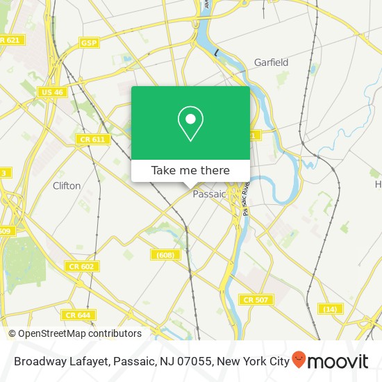 Mapa de Broadway Lafayet, Passaic, NJ 07055