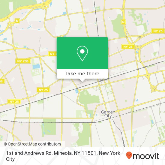 1st and Andrews Rd, Mineola, NY 11501 map