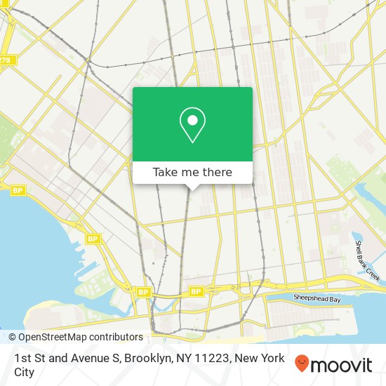 1st St and Avenue S, Brooklyn, NY 11223 map