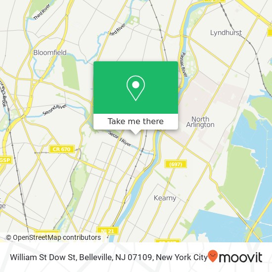 William St Dow St, Belleville, NJ 07109 map