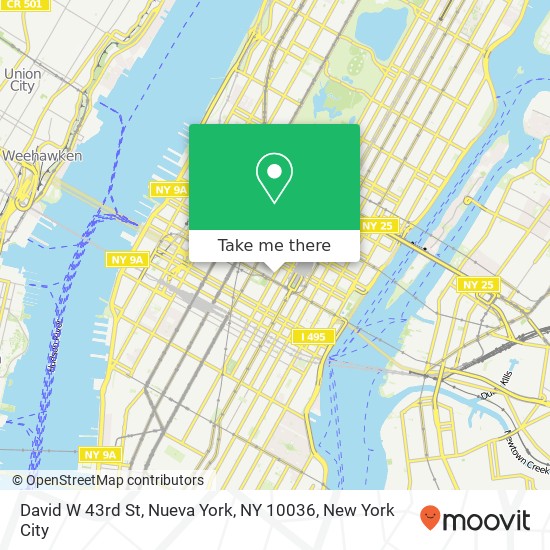 Mapa de David W 43rd St, Nueva York, NY 10036