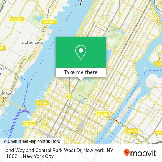 and Way and Central Park West Dr, New York, NY 10021 map