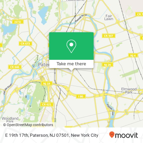 Mapa de E 19th 17th, Paterson, NJ 07501