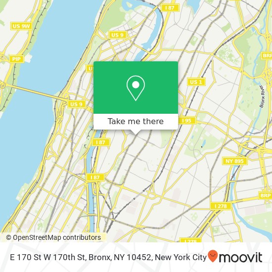 E 170 St W 170th St, Bronx, NY 10452 map