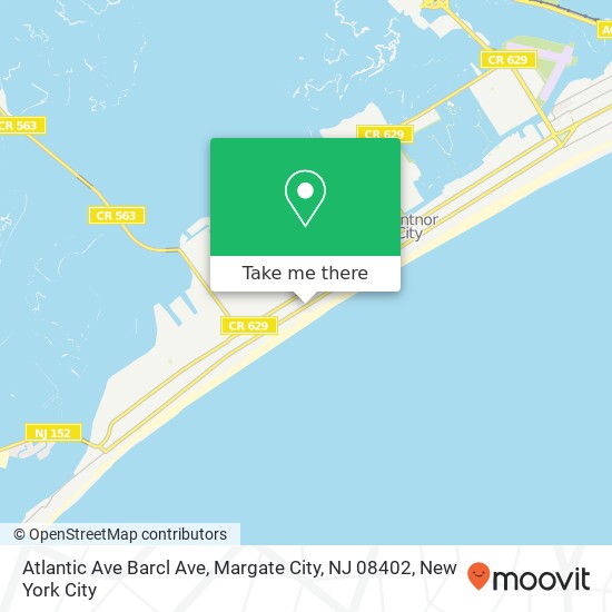 Mapa de Atlantic Ave Barcl Ave, Margate City, NJ 08402