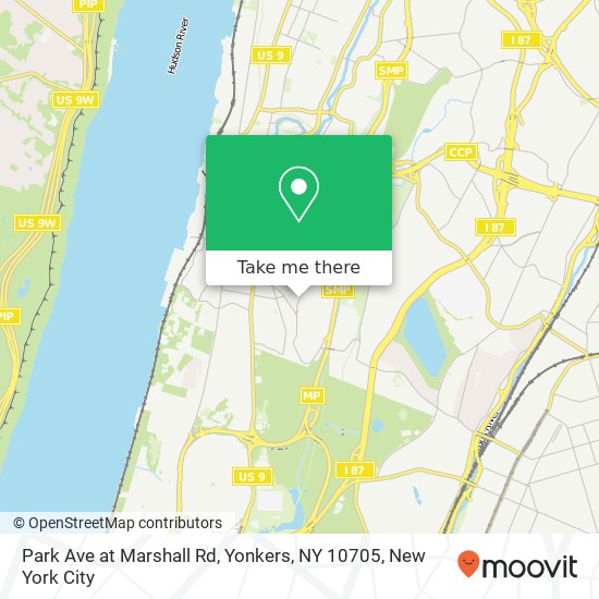 Mapa de Park Ave at Marshall Rd, Yonkers, NY 10705