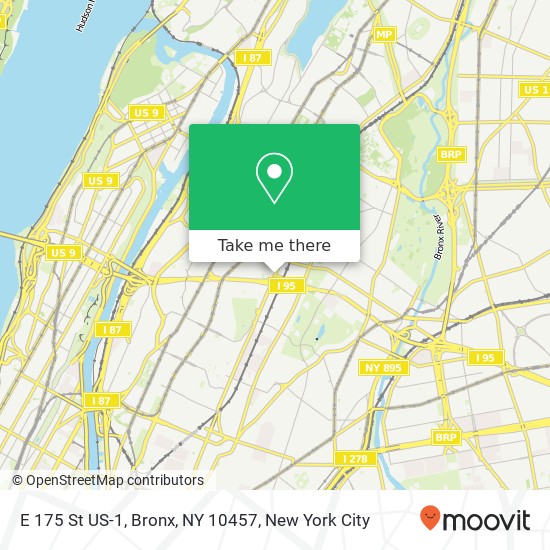 Mapa de E 175 St US-1, Bronx, NY 10457