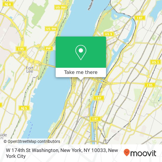 Mapa de W 174th St Washington, New York, NY 10033