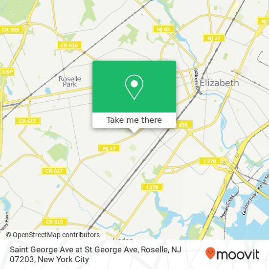 Mapa de Saint George Ave at St George Ave, Roselle, NJ 07203