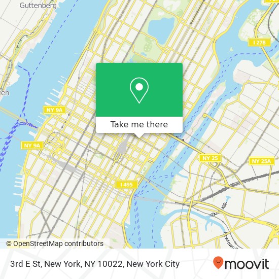 3rd E St, New York, NY 10022 map