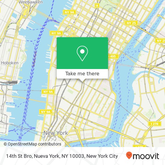 Mapa de 14th St Bro, Nueva York, NY 10003