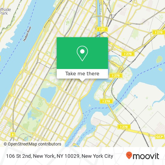 Mapa de 106 St 2nd, New York, NY 10029