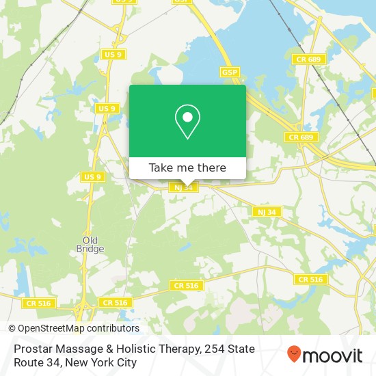 Mapa de Prostar Massage & Holistic Therapy, 254 State Route 34