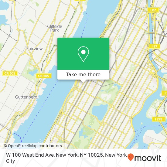 Mapa de W 100 West End Ave, New York, NY 10025