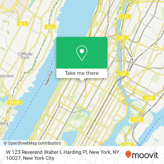 W 123 Reverend Walter L Harding Pl, New York, NY 10027 map