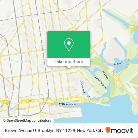 Mapa de Brown Avenue U, Brooklyn, NY 11229