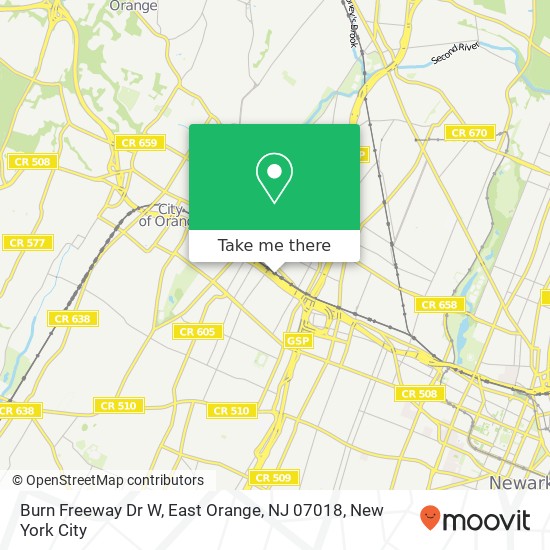 Burn Freeway Dr W, East Orange, NJ 07018 map