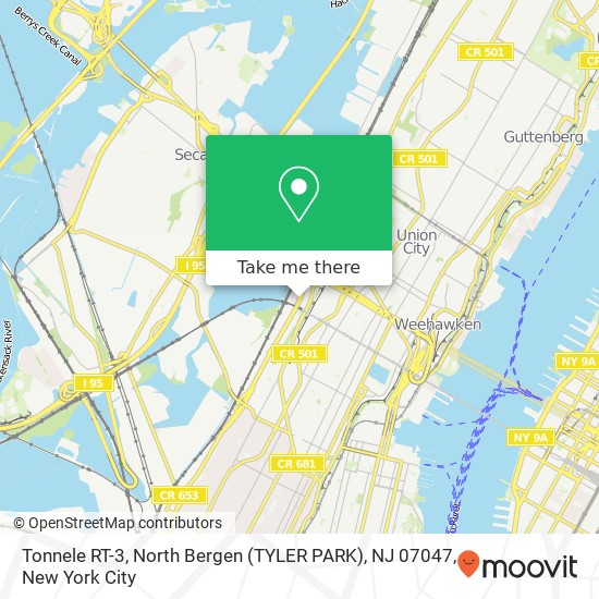 Tonnele RT-3, North Bergen (TYLER PARK), NJ 07047 map