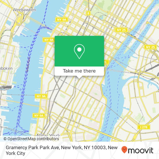 Mapa de Gramercy Park Park Ave, New York, NY 10003