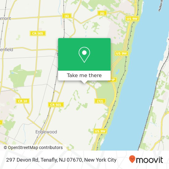 Mapa de 297 Devon Rd, Tenafly, NJ 07670