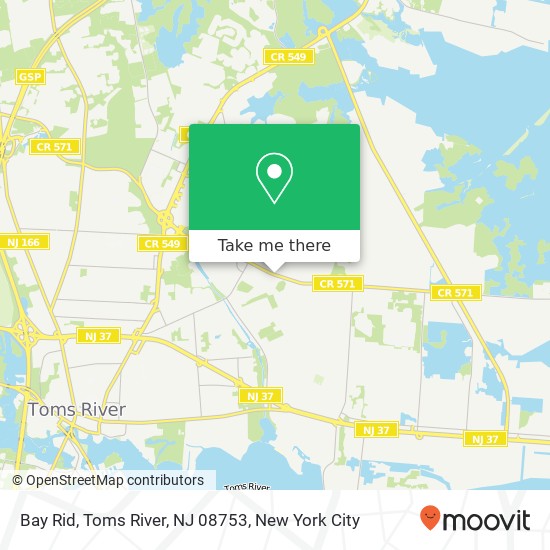 Mapa de Bay Rid, Toms River, NJ 08753