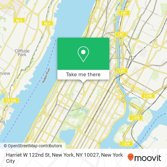 Harriet W 122nd St, New York, NY 10027 map