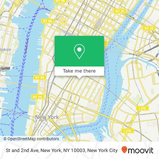 Mapa de St and 2nd Ave, New York, NY 10003