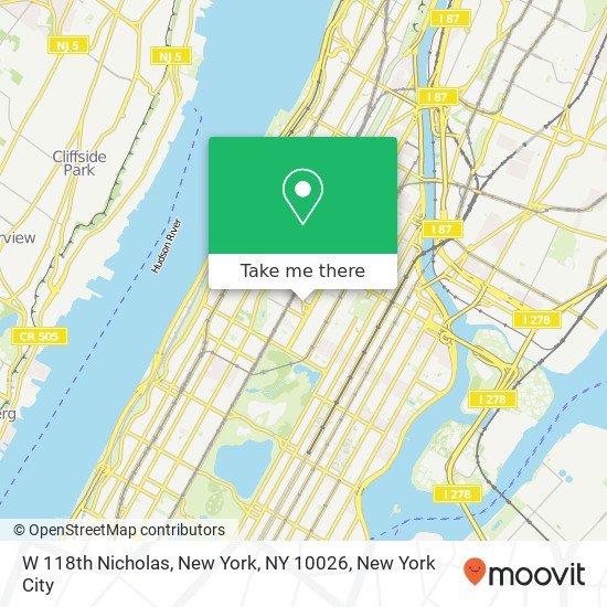 W 118th Nicholas, New York, NY 10026 map