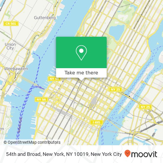 54th and Broad, New York, NY 10019 map