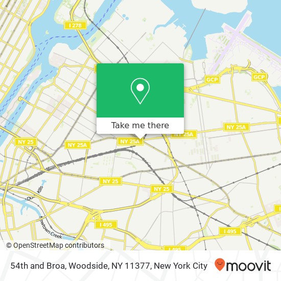 Mapa de 54th and Broa, Woodside, NY 11377