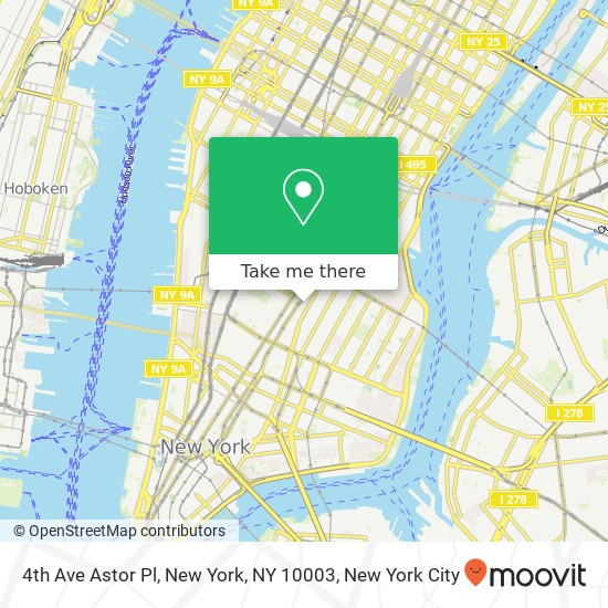 4th Ave Astor Pl, New York, NY 10003 map