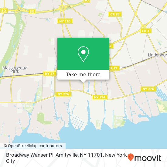 Mapa de Broadway Wanser Pl, Amityville, NY 11701