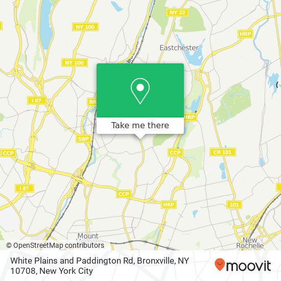 Mapa de White Plains and Paddington Rd, Bronxville, NY 10708