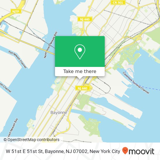 Mapa de W 51st E 51st St, Bayonne, NJ 07002