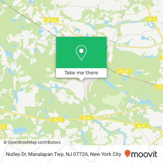 Mapa de Nutley Dr, Manalapan Twp, NJ 07726