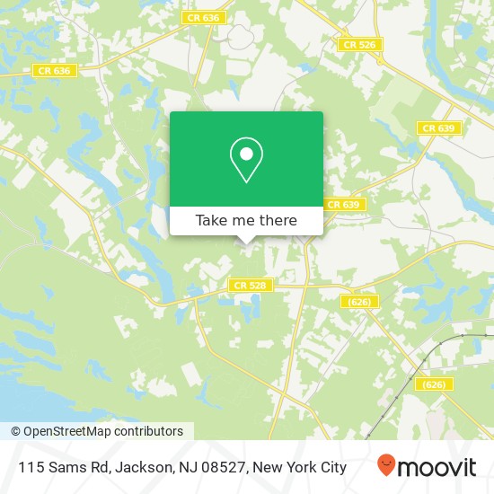 Mapa de 115 Sams Rd, Jackson, NJ 08527