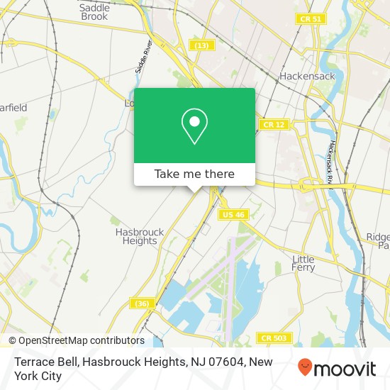 Mapa de Terrace Bell, Hasbrouck Heights, NJ 07604