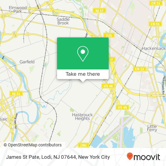 Mapa de James St Pate, Lodi, NJ 07644