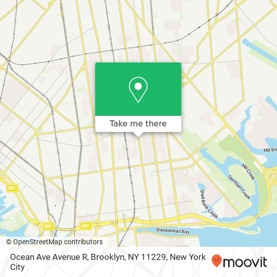 Mapa de Ocean Ave Avenue R, Brooklyn, NY 11229