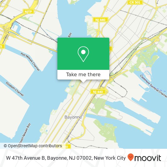 Mapa de W 47th Avenue B, Bayonne, NJ 07002