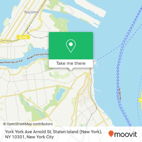 Mapa de York York Ave Arnold St, Staten Island (New York), NY 10301