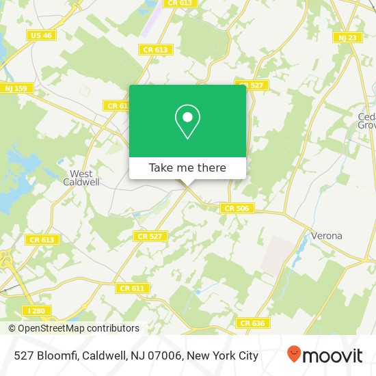 Mapa de 527 Bloomfi, Caldwell, NJ 07006