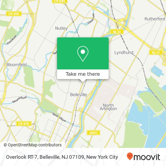 Mapa de Overlook RT-7, Belleville, NJ 07109