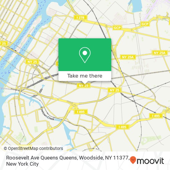 Mapa de Roosevelt Ave Queens Queens, Woodside, NY 11377