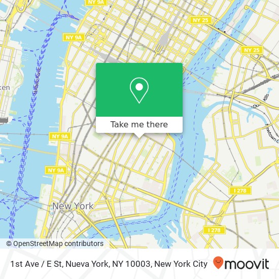 Mapa de 1st Ave / E St, Nueva York, NY 10003