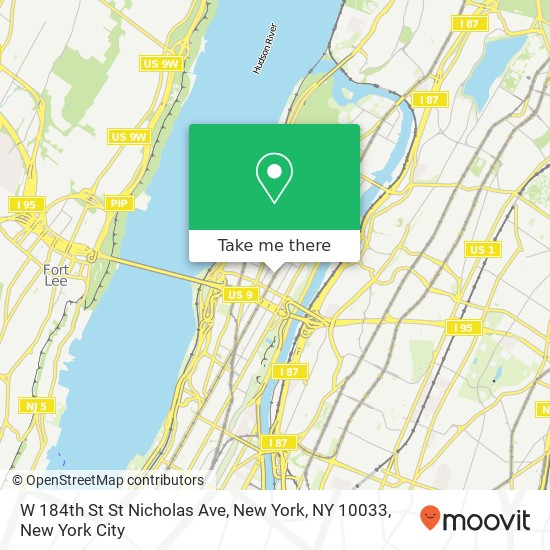 W 184th St St Nicholas Ave, New York, NY 10033 map