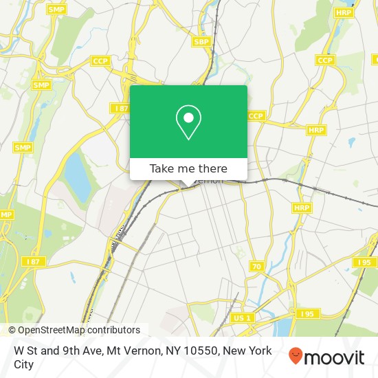 Mapa de W St and 9th Ave, Mt Vernon, NY 10550